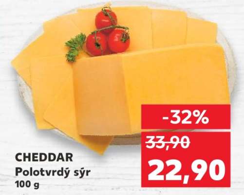 CHEDDAR Polotvrdý sýr 100 g