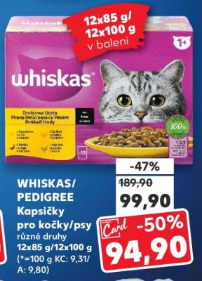 WHISKAS/ PEDIGREE Kapsičky pro kočky/ psy