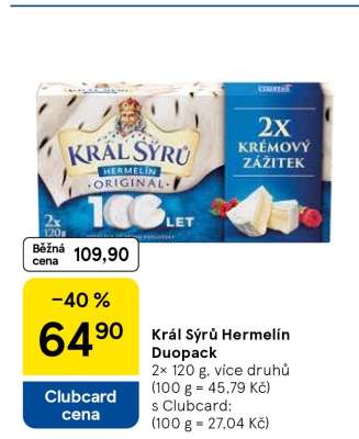 Král sýrů Hermelín duopack