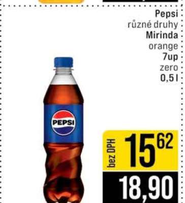 Pepsi různé druhy Mirinda orange 7up zero