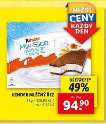 Kinder mléčný řez