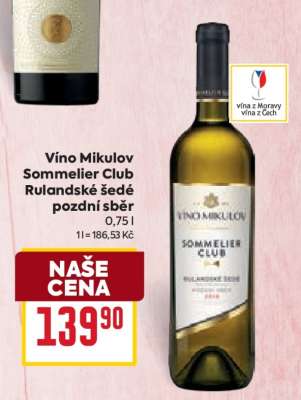 Víno Mikulov Sommelier Club Rulandské šedé pozdní sběr