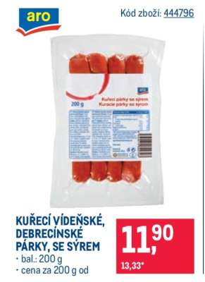 KUŘECÍ VÍDEŇSKÉ, DEBRECÍNSKÉ PÁRKY, SE SÝREM