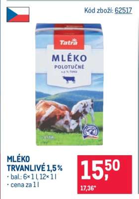 Mléko trvanlivé 1,5 %
