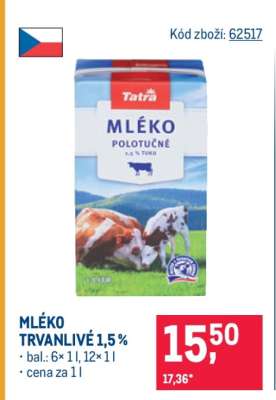 Mléko trvanlivé 1,5 %