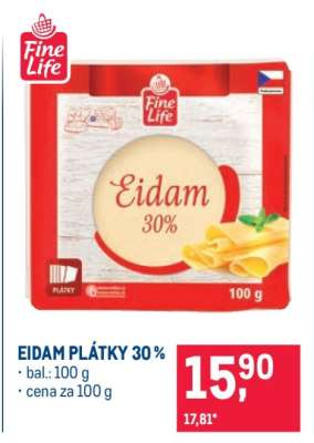 Eidam plátky 30 %