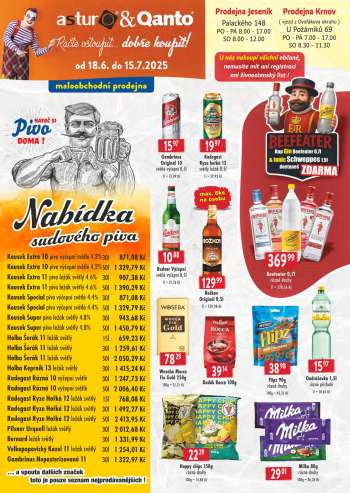 Leták Astur & Qanto velkoobchod - 18.6.2025 - 15.7.2025.
