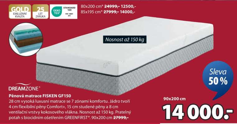 DREAMZONE Pěnová matrace FISKEN GF150