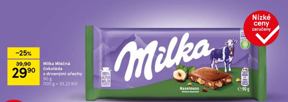 Milka Mléčná čokoláda s drcenými ořechy