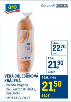 Veka chlebíčková krájená