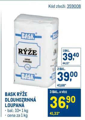 BASK RÝŽE DLOUHOZRNNÁ LOUPANÁ