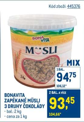 BONAVITA ZAPÉKANÉ MÜSLI 3 DRUHY ČOKOLÁDY