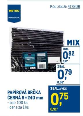 PAPÍROVÁ BRČKA ČERNÁ 8 × 240 mm