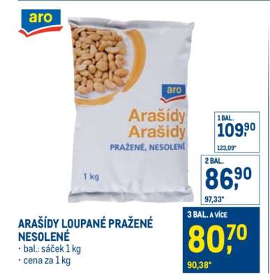 ARAŠÍDY LOUPANÉ PRAŽENÉ NESOLENÉ