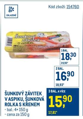 ŠUNKOVÝ ZÁVITEK V ASPIKU, ŠUNKOVÁ ROLKA S KŘENEM