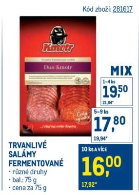 TRVANLIVÉ SALÁMY FERMENTOVANÉ