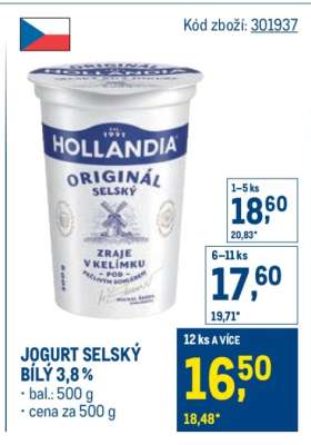 Jogurt selský bílý 3,8 %