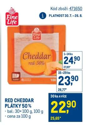RED CHEDDAR PLÁTKY 50 %