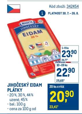 Jihočeský eidam plátky