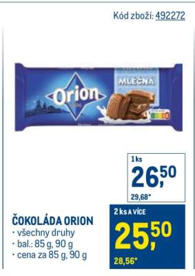 ČOKOLÁDA ORION