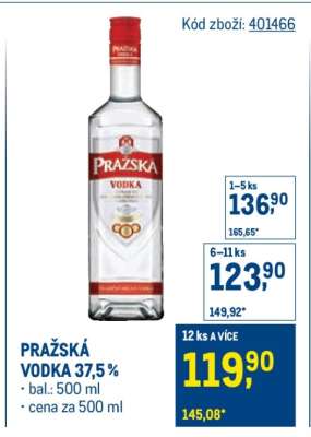 Pražská Vodka 37,5 %