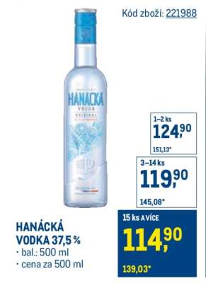 Hanácká Vodka 37,5 %
