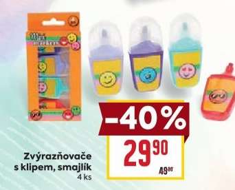 Zvýrazňovače s klipem, smajlík