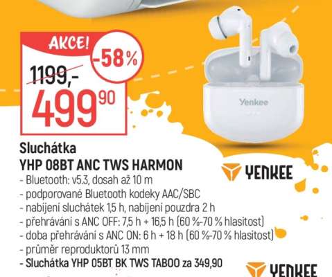 Sluchátka YHP 08BT ANC TWS HARMON