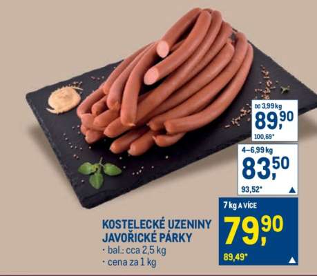 KOSTELECKÉ UZENINY JAVOŘICKÉ PÁRKY