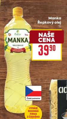 Manka Řepkový olej 1l