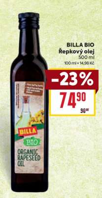 BILLA BIO Řepkový olej