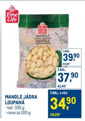 Mandle jádra loupaná
