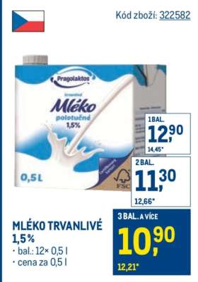 Mléko trvanlivé 1,5 %