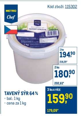 Tavený sýr 64 %