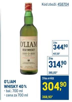O'LIAM WHISKY 40 %