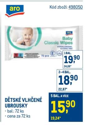 Dětské vlhčené ubrousky