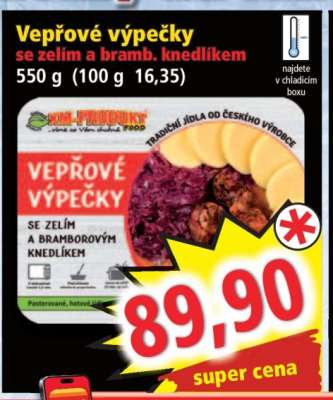 Vepřové výpečky se zelím a bramb. knedlíkem