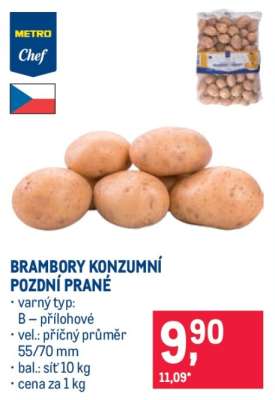 Brambory konzumní pozdní prané