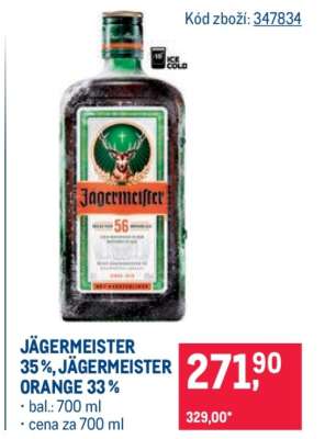 JÄGERMEISTER 35 %, JÄGERMEISTER ORANGE 33 %