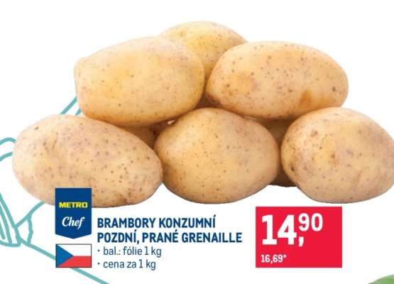 BRAMBORY KONZUMNÍ POZDNÍ, PRANÉ GRENAILLE
