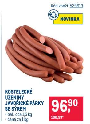 Kostelecké uzeniny javořické párky se sýrem