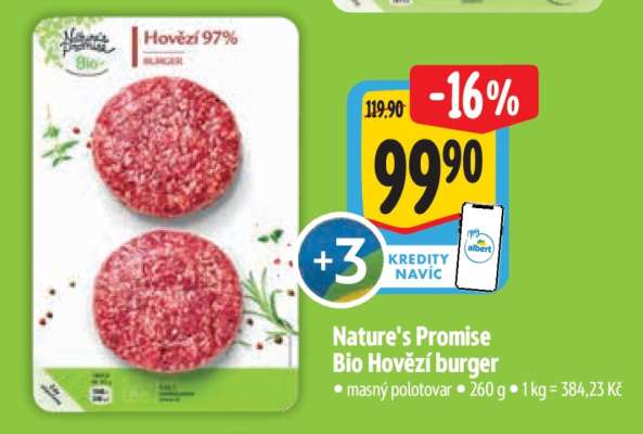 Nature’s Promise Bio Hovězí burger
