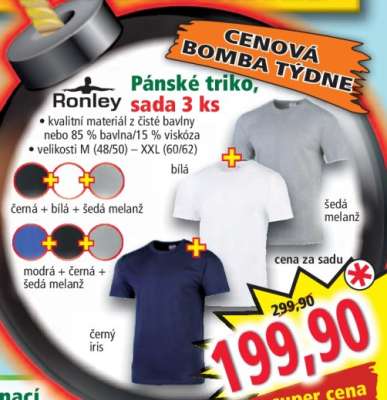 Pánské triko, sada 3 ks