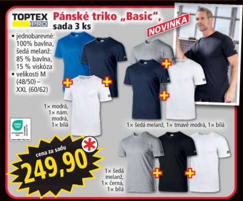 Pánské triko „Basic“, sada 3 ks