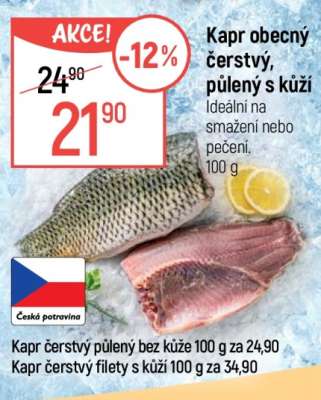 Kapr obecný čerstvý, půlený s kůží