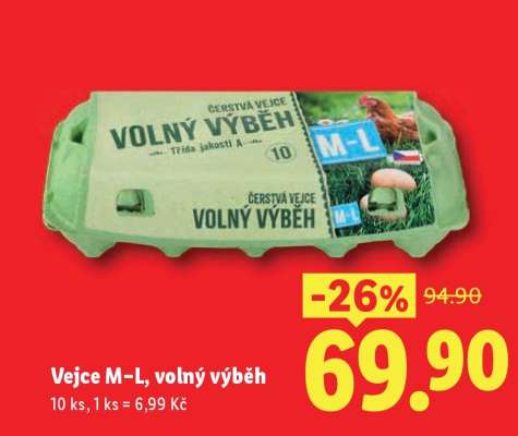 Vejce M-L, volný výběh
