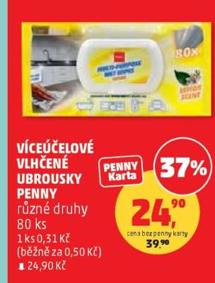 Víceúčelové vlhčené ubrousky Penny