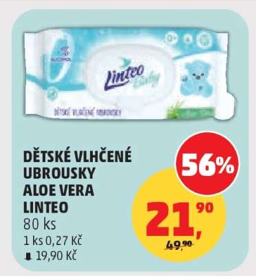Dětské vlhčené ubrousky Aloe Vera Linteo