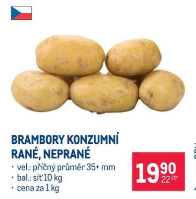 Brambory konzumní rané neprané