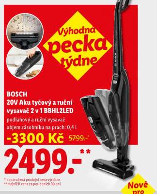 BOSCH 20V Aku tyčový a ruční vysavač 2 v 1 BBHL2LED